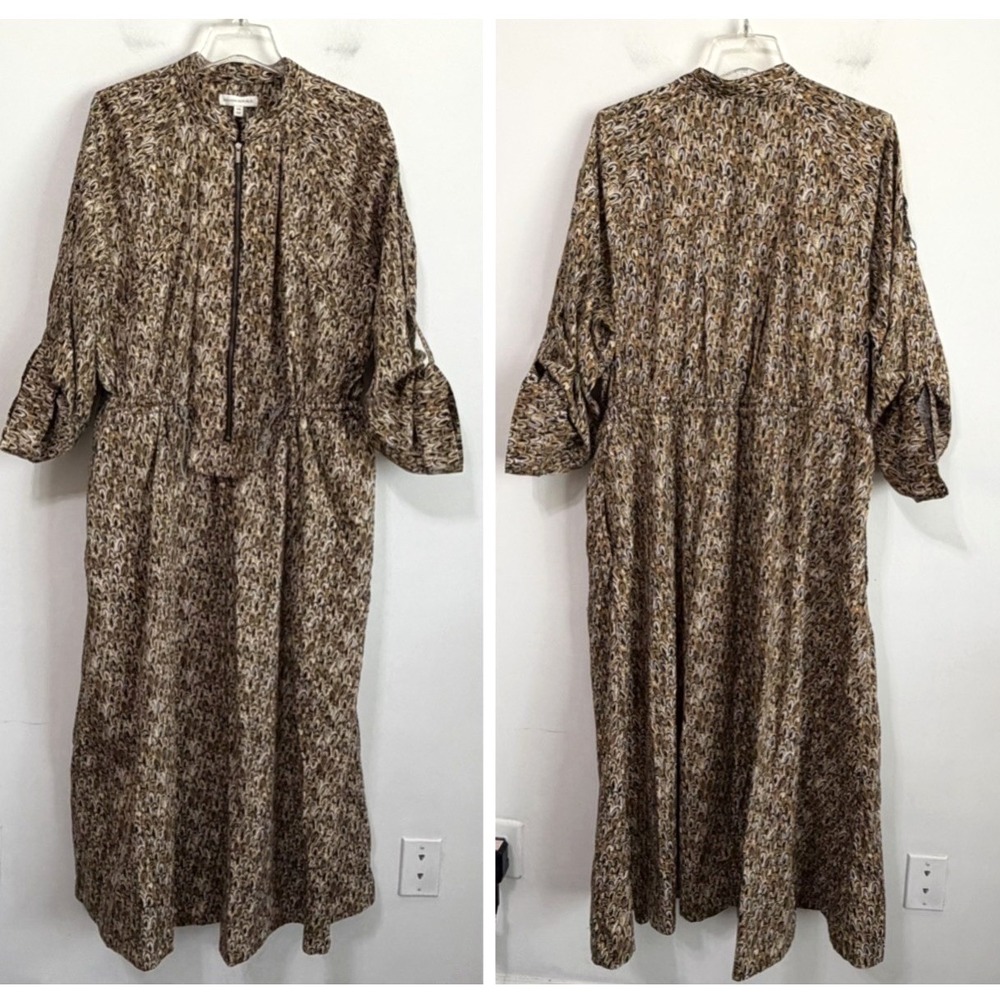 Banana Republic Cotton Utility Zip Maxi Dress XXL Plus Pockets Safari Brown NEW